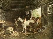 George Morland The inside of a stable china oil painting artist